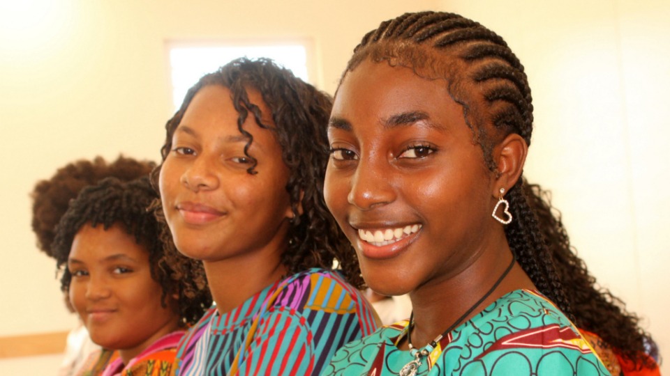 Young women at the Cultural Presentation at the Praia Stake Centre in Cabo Verde on 4 March 2023